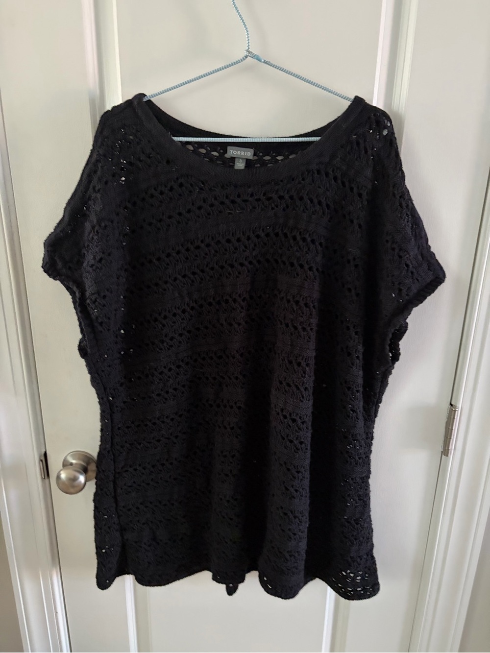 Torrid Black Crochet Short Sleeve cover up